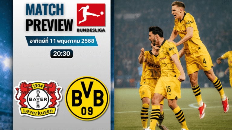 วิเคราะห์บอลวันนี้ บุนเดสลีกา 2025 : ไบเออร์ เลเวอร์คูเซิน พบกับ โบรุสเซีย ดอร์ทมุนด์