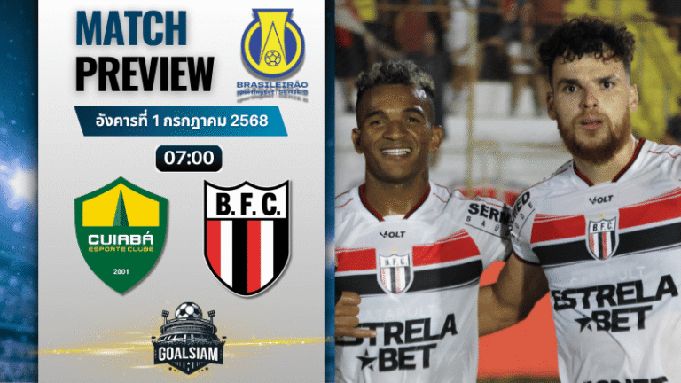 วิเคราะห์บอลวันนี้ คัมปิโอนาโต บราซิเลียโร ซีรีบี : คุยอาบา พบกับ โบต้าโฟโก้ เอสพี