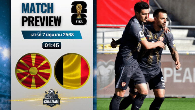 วิเคราะห์บอลวันนี้ ฟุตบอลโลก รอบคัดเลือก โซนยุโรป 2025 : FYR มาซิโดเนีย พบกับ เบลเยียม