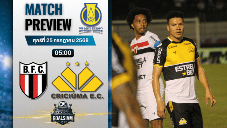 วิเคราะห์บอลวันนี้ คัมปิโอนาโต บราซิเลียโร ซีรีบี : โบต้าโฟโก้ เอสพี พบกับ คริคูม่า
