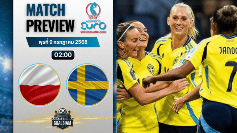 วิเคราะห์บอลวันนี้ ฟุตบอลหญิงชิงแชมป์แห่งชาติยุโรป : โปแลนด์(ญ) พบกับ สวีเดน(ญ)