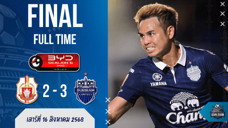 ผลบอลสด บุรีรัมย์บุกทุบลำพูน 3-2 เปิดหัวไทยลีกสุดมันส์ ยิงกันสนั่น 5 ลูก! BYD Sealion 6 16/8/68