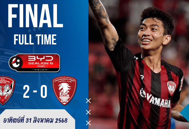 ผลบอลสด ไทยลีก BYD Sealion 6 League 1 เมืองทอง ยูไนเต็ด ปราบ พลังกาญจน์ เอฟซี 2-0 คว้าชัยสุดเข้มข้น
