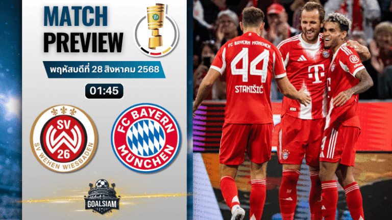 วิเคราะห์บอลเดเอ็ฟเบ-โพคาล : เอสวี เวเฮน เวียสบาเดน พบกับ บาเยิร์น มิวนิค 27/8/68