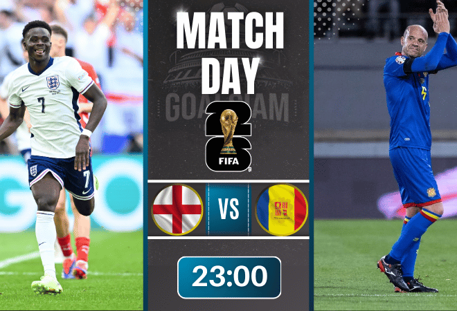 ดูบอลสดฟุตบอลโลก 2026 รอบคัดเลือก โซนยุโรป กลุ่ม K ถ่ายทอดสด อังกฤษ พบ อันดอร์รา 6/9/68