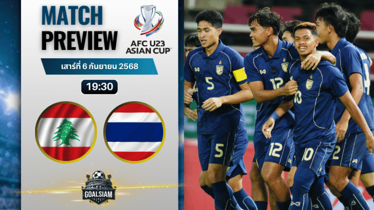 วิเคราะห์บอล ฟุตบอลเอเชียเยาวชนอายุไม่เกิน 23 : เลบานอน(ยู23) พบกับ ไทย (ยู 23) 6/9/68