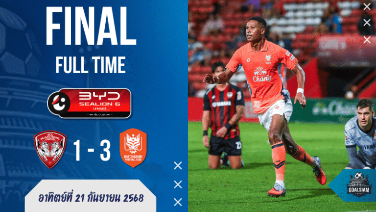 ผลบอลสด ไทยลีก : ราชบุรี บุกขยี้เมืองทอง 3-1 สะเทือนห่วงลุ้นแชมป์!