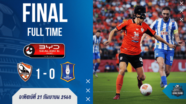 ผลบอลสด ไทยลีก : เชียงราย ยูไนเต็ด เฉือน บีจี ปทุมฯ คาบ้าน! “อิลูรี่” ซัดชัย กว่างโซ้งฟอร์มแรงต่อเนื่อง!