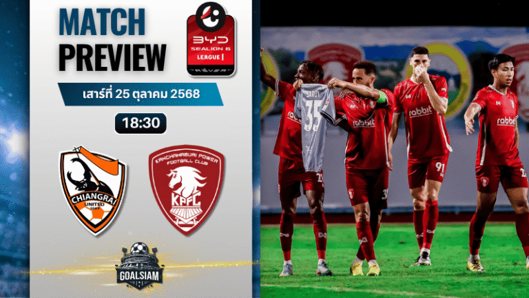 วิเคราะห์บอล ไทยลีก : เชียงราย ยูไนเต็ด พบกับ พลังกาญจน์ 25/10/68
