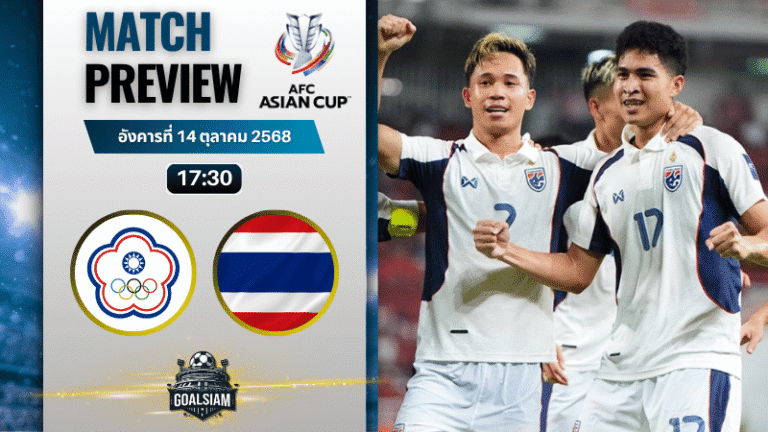 วิเคราะห์บอล เอเชียน คัพ : ไชนีสไทเป พบกับ ไทย 14/10/68