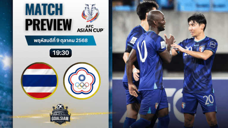 วิเคราะห์บอล เอเชียน คัพ : ไทย พบกับ ไชนีส ไทเป 9/10/68