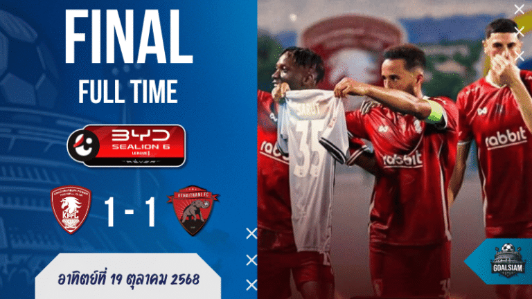 ผลบอลสด ไทยลีก : กาญจนบุรี พาวเวอร์ เปิดรังเจ๊า อุทัยธานี 1-1 สุดมันส์