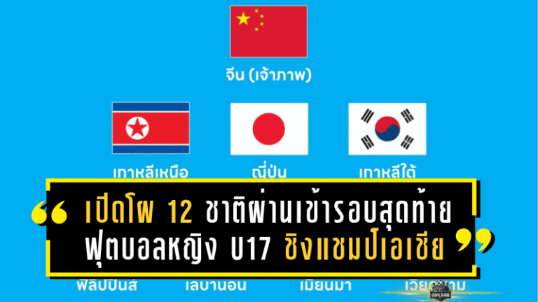 เปิดโผ 12 ชาติผ่านเข้ารอบสุดท้าย ฟุตบอลหญิง U17 ชิงแชมป์เอเชีย 2026 ลุ้นตั๋วสู่เวทีโลกที่โมร็อกโก