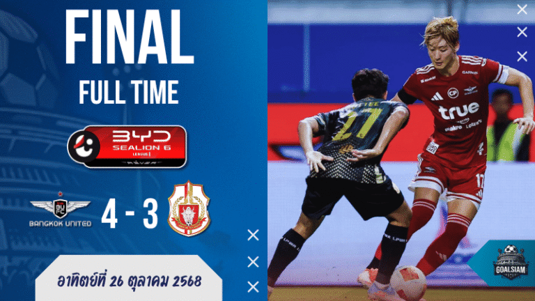 ทรูแบงค็อก ยูไนเต็ด เฉือน ลำพูน วอริเออร์ 4-3 ดราม่าท้ายเกมเดือด! | ผลบอลสด ไทยลีก