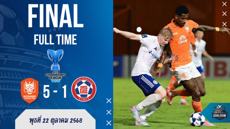 ผลบอลสด : ราชบุรีถล่มอีสเทอร์น 5-1 ปลดล็อกชัยแรก AFC Champions League Two กลุ่ม F