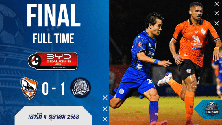 เชียงราย ยูไนเต็ด พ่ายคารัง! ระยอง เอฟซี บุกเชือดท้ายเกม 0-1 ศึกไทยลีก BYD Sealion 6 League 1 | ผลบอลสด บ้านผลบอล