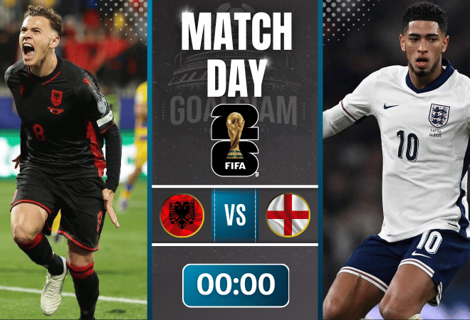 ดูบอลออนไลน์ ฟุตบอลโลก 2026 รอบคัดเลือก โซนยุโรป ถ่ายทอดสด แอลเบเนีย พบกับ อังกฤษ 16/11/68