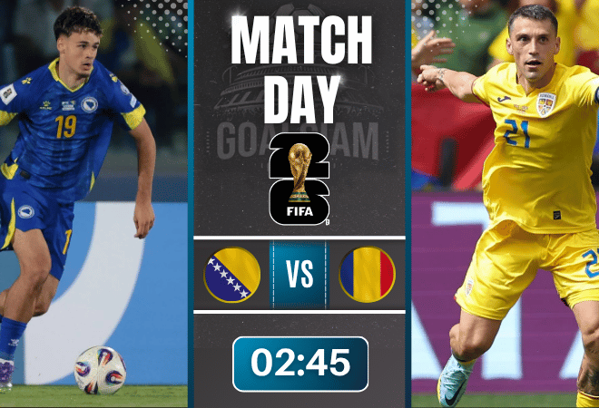 ดูบอลออนไลน์ ฟุตบอลโลก 2026 รอบคัดเลือก โซนยุโรป ถ่ายทอดสด บอสเนียและเฮอร์เซโกวีนา พบกับ โรมาเนีย 15/11/68