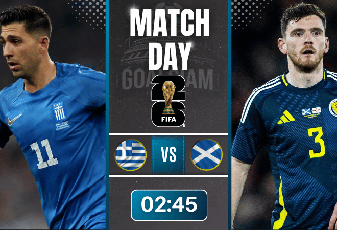 ดูบอลออนไลน์ ฟุตบอลโลก 2026 รอบคัดเลือก โซนยุโรป ถ่ายทอดสด กรีซ พบกับ สกอตแลนด์ 15/11/68