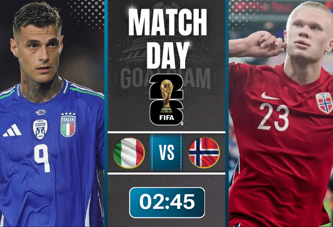 ดูบอลออนไลน์ ฟุตบอลโลก 2026 รอบคัดเลือก โซนยุโรป ถ่ายทอดสด อิตาลี พบกับ นอร์เวย์ 16/11/68