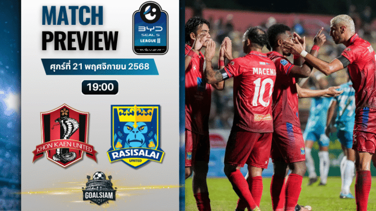 วิเคราะห์บอลไทยลีก 2 : ขอนแก่น ยูไนเต็ด พบกับ ราศีไศล ยูไนเต็ด 21/11/68