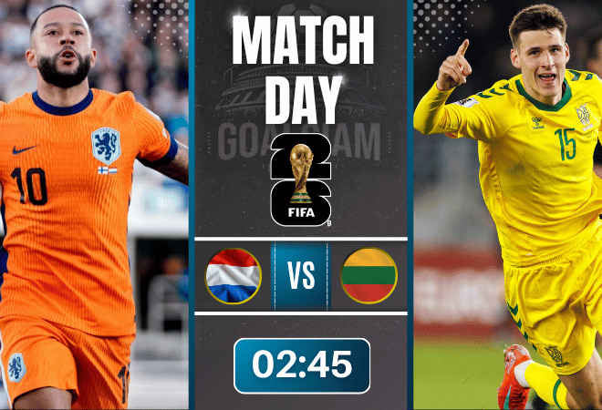 ดูบอลออนไลน์ ฟุตบอลโลก 2026 รอบคัดเลือก โซนยุโรป ถ่ายทอดสด เนเธอร์แลนด์ พบกับ ลิธัวเนีย 17/11/68