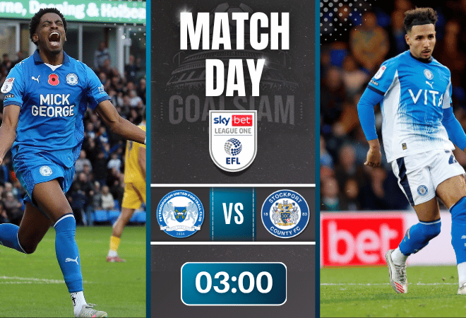 ดูบอลออนไลน์ ลีกวัน อังกฤษ ถ่ายทอดสด ปีเตอร์โบโร่ ยูไนเต็ด พบกับ สต็อคพอร์ท เคาน์ตี 20/11/68