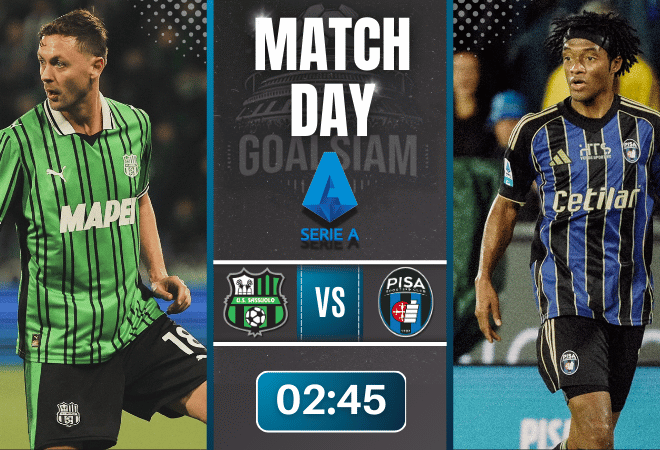 ดูบอลออนไลน์ เซเรียอา ถ่ายทอดสด ซัสเซาโล่ พบกับ ปิซ่า 24/11/68