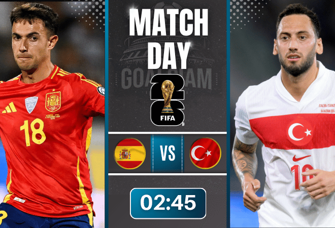 ดูบอลออนไลน์ ฟุตบอลโลก 2026 รอบคัดเลือก โซนยุโรป ถ่ายทอดสด สเปน พบกับ ตุรกี 18/11/68