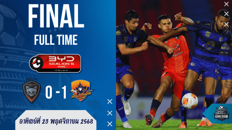 ผลบอลสด ไทยลีกโคตรเดือด! สวาดแคทหลับกลางอากาศ โดนอยุธยา ยูไนเต็ด บุกสับ 0-1 – แฟนโคราชครางฮือ