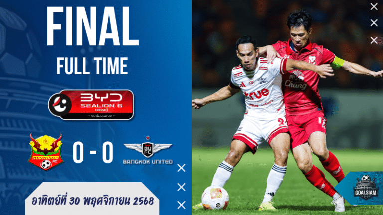 ศึกไทยลีกไฟแลบ! สุโขทัยยันอยู่หมัด เจ๊าทรูแบงค็อก 0-0 สะเทือนรองจ่าฝูง | รายงานผล ผลบอล แบบจัดเต็มสไตล์ GOALSIAM