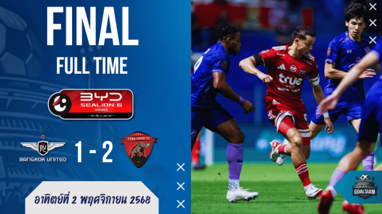 ผลบอลไทยลีก : อุทัยธานี บุกเชือด แบงค็อก ยูไนเต็ด 2-1 พลิกล็อกสะเทือนจ่าฝูง!