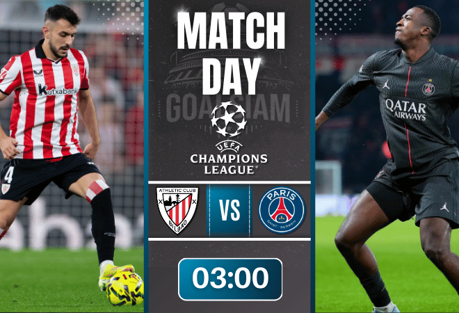 ดูบอลออนไลน์ ยูฟ่าแชมเปียนส์ลีก ถ่ายทอดสด แอธเลติก บิลเบา พบกับ ปารีส แซงต์ แชร์กแมง 10/12/68