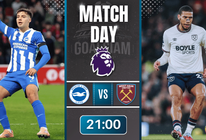 ดูบอลออนไลน์ พรีเมียร์ลีก ถ่ายทอดสด ไบรท์ตัน โฮฟ อัลเบี้ยน พบกับ เวสต์แฮมยูไนเต็ด 7/12/68