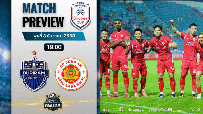 วิเคราะห์บอล ชิงแชมป์สโมสร อาเซียน : บุรีรัมย์ ยูไนเต็ด พบกับ กง อัน ฮานอย 3/12/68