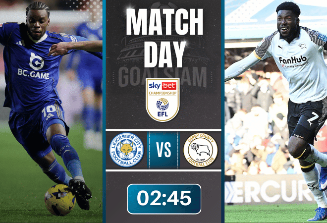 ดูบอลออนไลน์ อีเอฟแอลแชมเปียนชิป ถ่ายทอดสด เลสเตอร์ ซิตี้ พบกับ ดาร์บี้ เค้าท์ตี้ 29/12/68