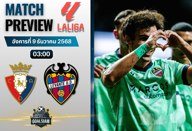 วิเคราะห์บอล ลาลิกา : โอซาซูน่า พบกับ เลบานเต้ 8/12/68