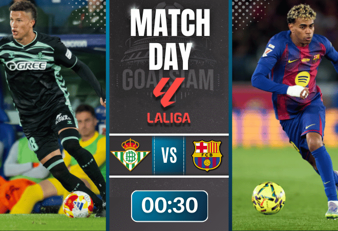 ดูบอลออนไลน์ ลาลิกา ถ่ายทอดสด เรอัล เบติส พบกับ บาร์เซโลน่า 6/12/68