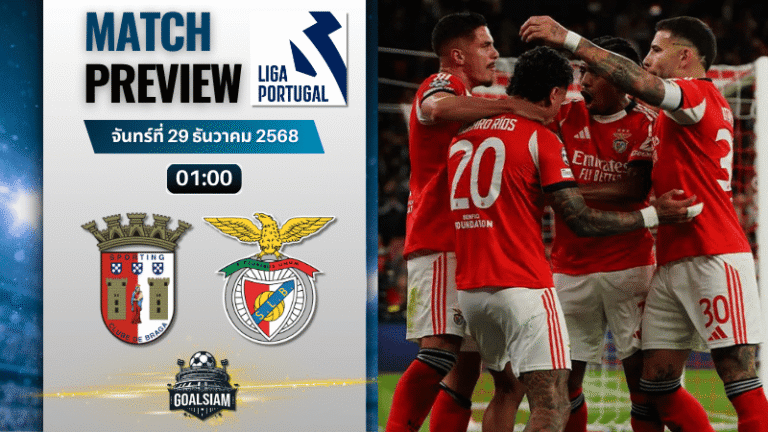 วิเคราะห์บอล ปรีไมราลีกา : สปอร์ติ้ง บราก้า พบกับ เบนฟิก้า 28/12/68