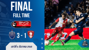 ผลบอลสด BYD SEALION 6 ลีกหนึ่ง: บุรีรัมย์ ยูไนเต็ด ไล่ขย้ำ พลังกาญจน์ 3-1 หนี 8 แต้ม สบายตัวบนบัลลังก์ จ่าฝูง 