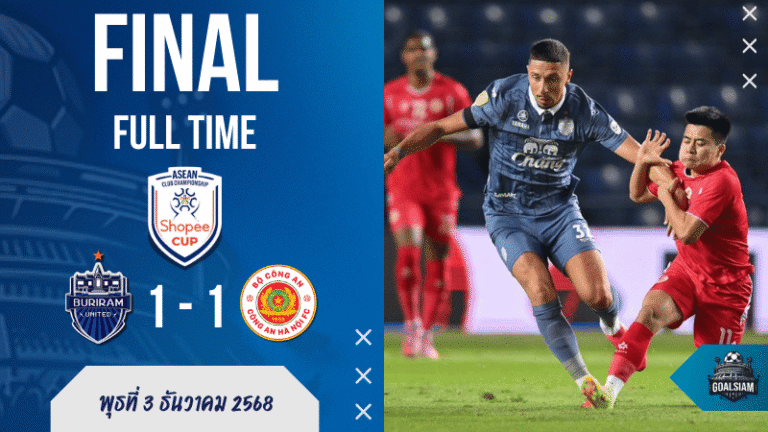 บุรีรัมย์ 10 คนฮึดเจ๊าท้ายเกม! บิสโซลี่ซัดกู้ชีพ 90+1 ไล่ตีเสมอ คองอัน ฮานอย 1-1 | ผลบอลสด Shopee Cup เดือดไฟลุก