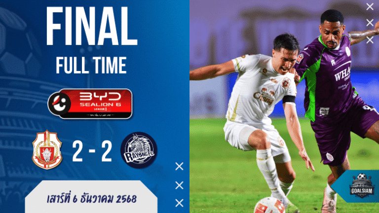 ผลบอลสด ไทยลีก ลำพูนโดน 10 คนระยองฮึดเจ๊า 2-2 ชวดปลดล็อคชัยต่อหน้าแฟนตัวเอง