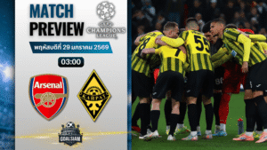 วิเคราะห์บอล ยูฟ่า แชมเปี้ยนส์ ลีก : อาร์เซนอล พบกับ ไครัต 28/1/69