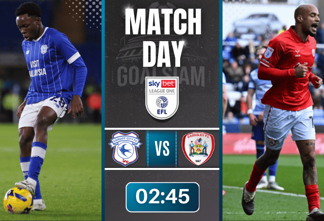 ดูบอลออนไลน์ ลีก วัน อังกฤษ ถ่ายทอดสด คาร์ดิฟฟ์ ซิตี้ พบกับ บาร์นสลี่ย์ 27/1/69