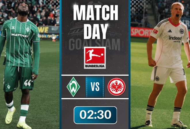 ดูบอลออนไลน์ บุนเดสลีกา ถ่ายทอดสด แวร์เดอร์ เบรเมน พบกับ ไอน์ทรัค แฟร้งค์เฟิร์ต 16/1/69