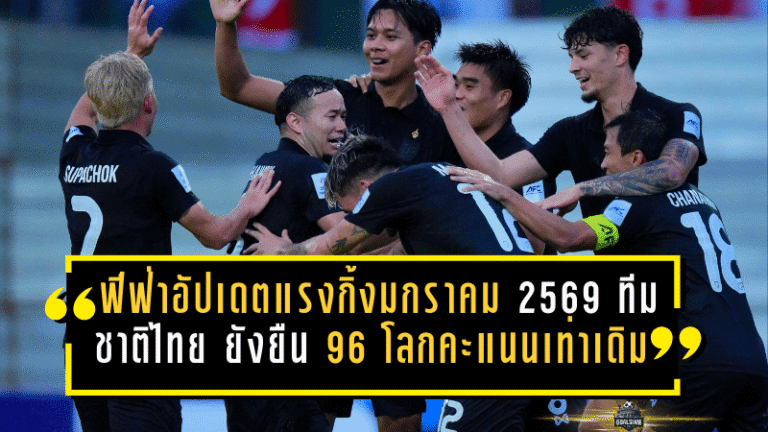 ฟีฟ่าอัปเดตแรงกิ้งมกราคม 2569! ทีมชาติไทย ยังยืนที่ 96 โลก คะแนนเท่าเดิม แต่ลำดับขยับตามผลการแข่งขันทวีปอื่น