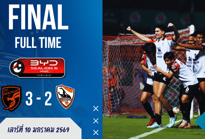 ผลบอลสด : ต่อพิฆาตฮึดจาก 0-2 แซงกว่างโซ้งทดเจ็บ 3-2 ศึก ไทยลีก BYD SEALION 6