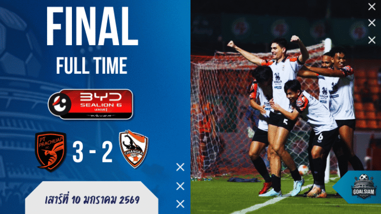 ผลบอลสด : ต่อพิฆาตฮึดจาก 0-2 แซงกว่างโซ้งทดเจ็บ 3-2 ศึก ไทยลีก BYD SEALION 6