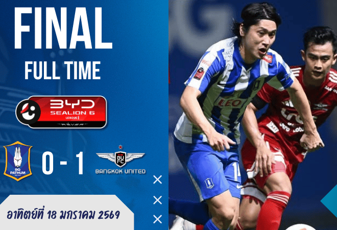 ผลบอลสด : บีจี 9 คนยังต้านไม่อยู่ พ่ายทรู แบงค็อก 0-1 เซฟโหดไม่ช่วย ศึก ไทยลีก