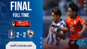 ผลบอลสด ไทยลีก บีจีโดนแซะท้ายเกม เจ๊าเชียงราย 2-2 ดราม่า VAR กระชากใจแฟนบอล